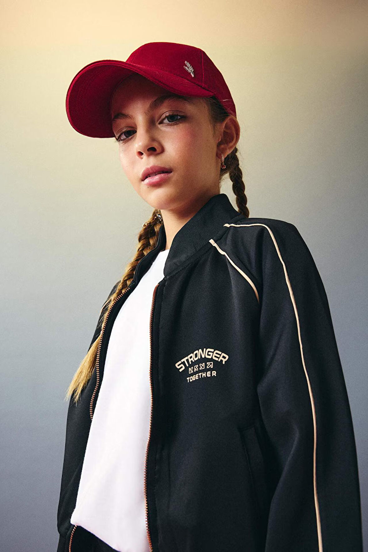 Kız Çocuk Baskılı Bisiklet Yaka Skuba Dalgıç Kumaş Fermuarlı Hırka