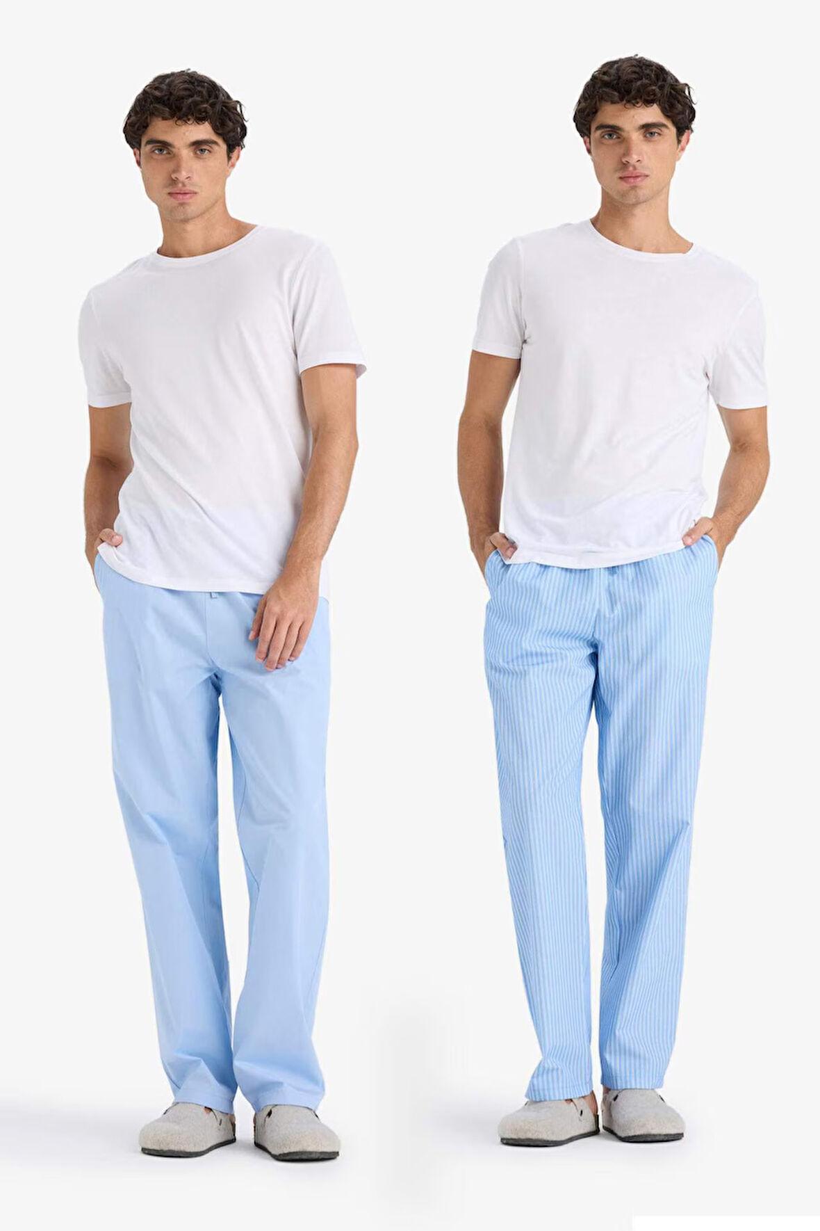 2'li Cepli Uzun Boy Poplin Pijama Altı