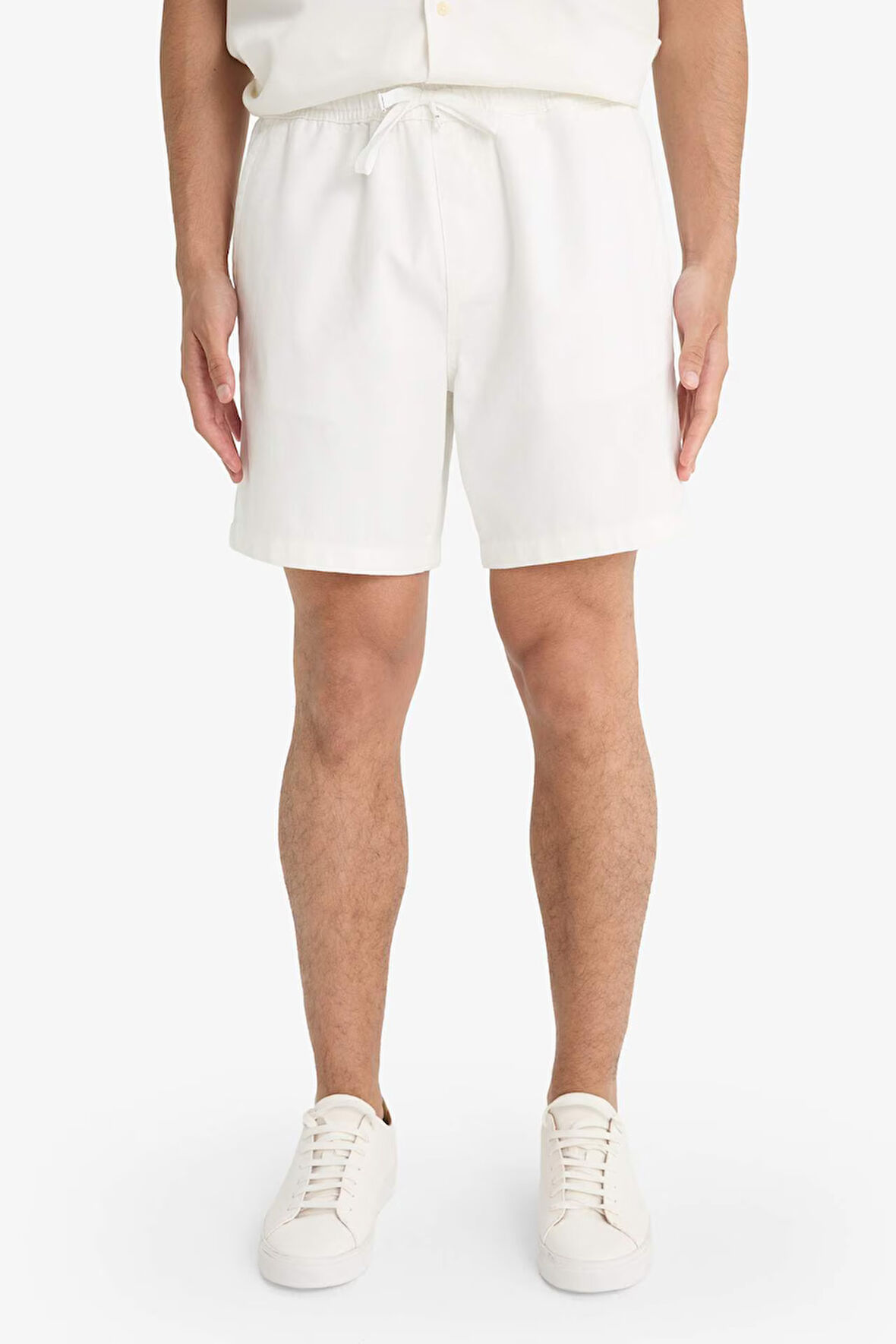 %100 Pamuk Yazlık Relax Fit Rahat Beyaz Jean Bermuda Şort