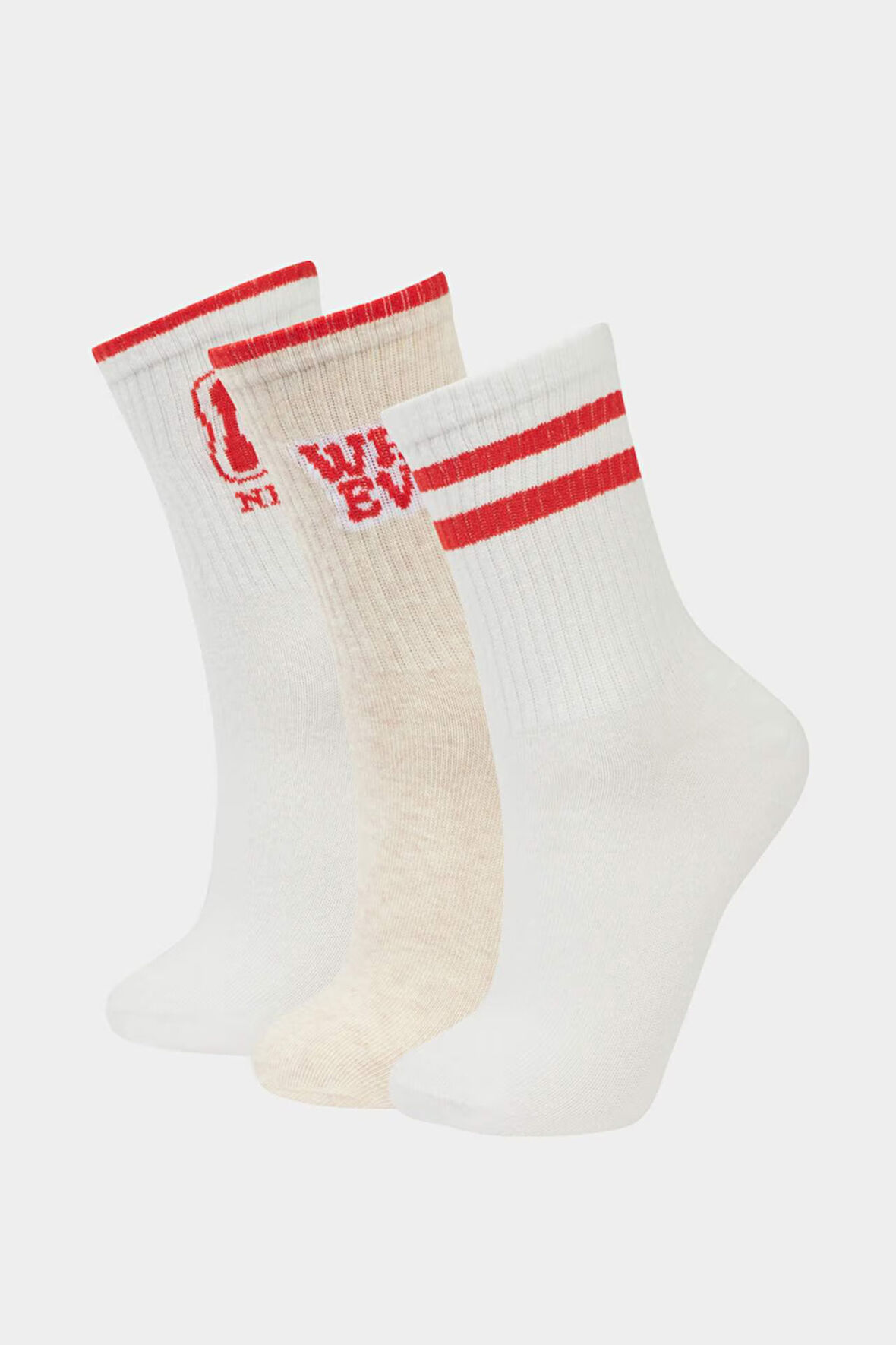 Kadın Rahat Lastikli 3'lü Pamuklu Uzun Çorap