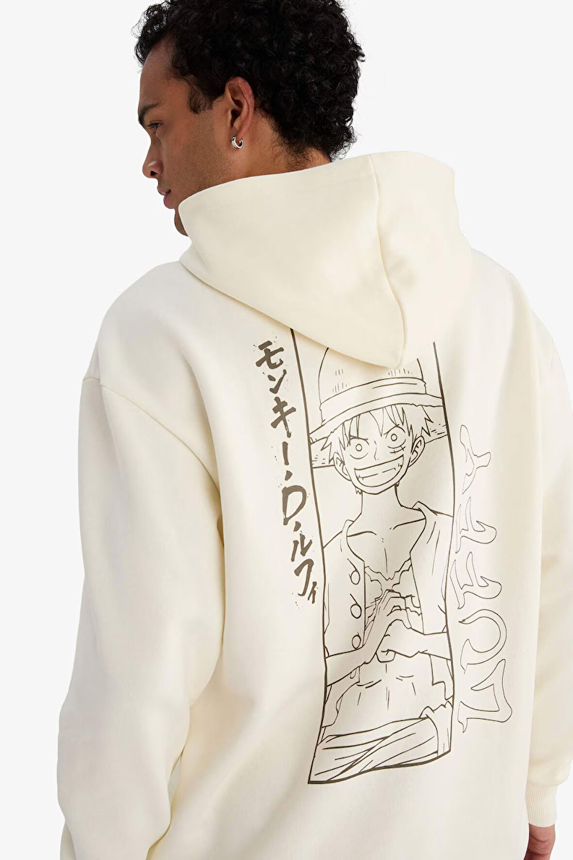 One Piece Boxy Fit Kapüşonlu Sırt Baskılı Sweatshirt