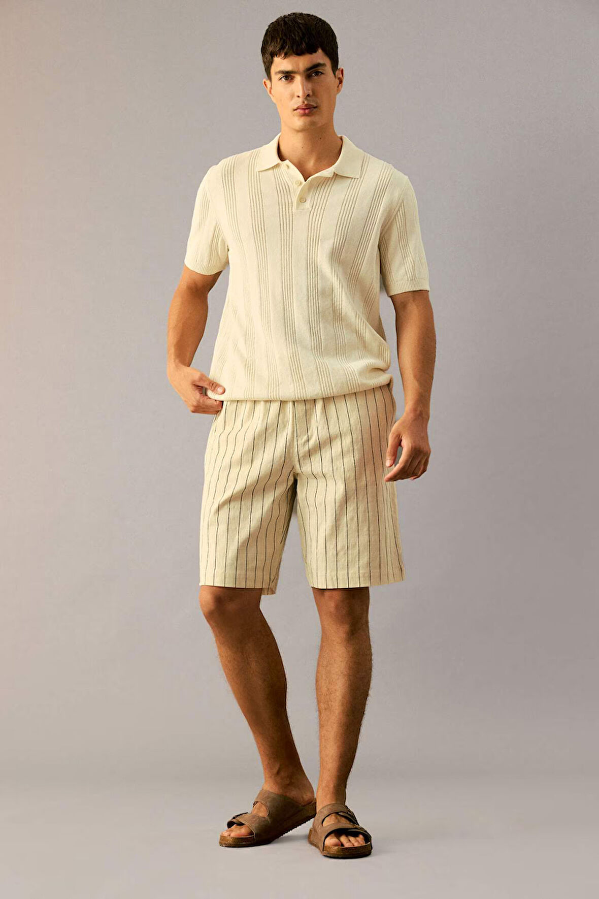 Çizgili Bermuda Şort