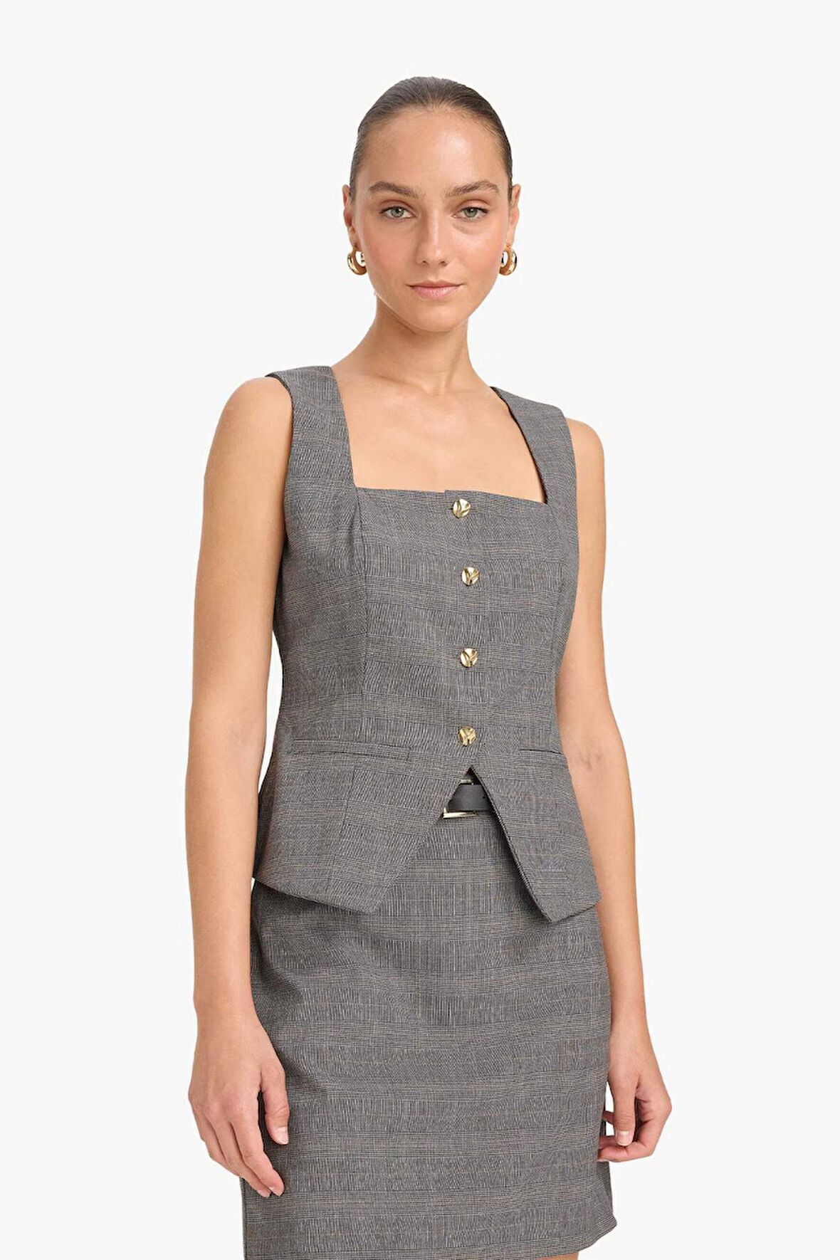 Regular Fit Kare Yaka Yelek