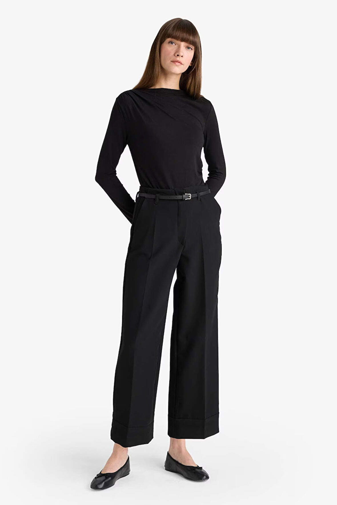 Wide Leg Cepli Normal Bel Geniş Paça Uzun Pantolon
