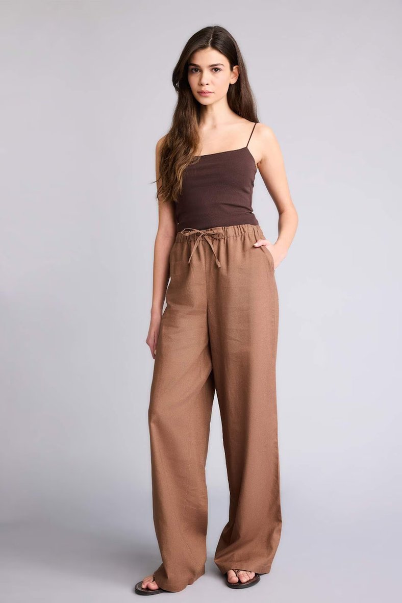 DeFacto Wıde Leg Keten Karışımlı Pantolon E1981AX26SMBN534