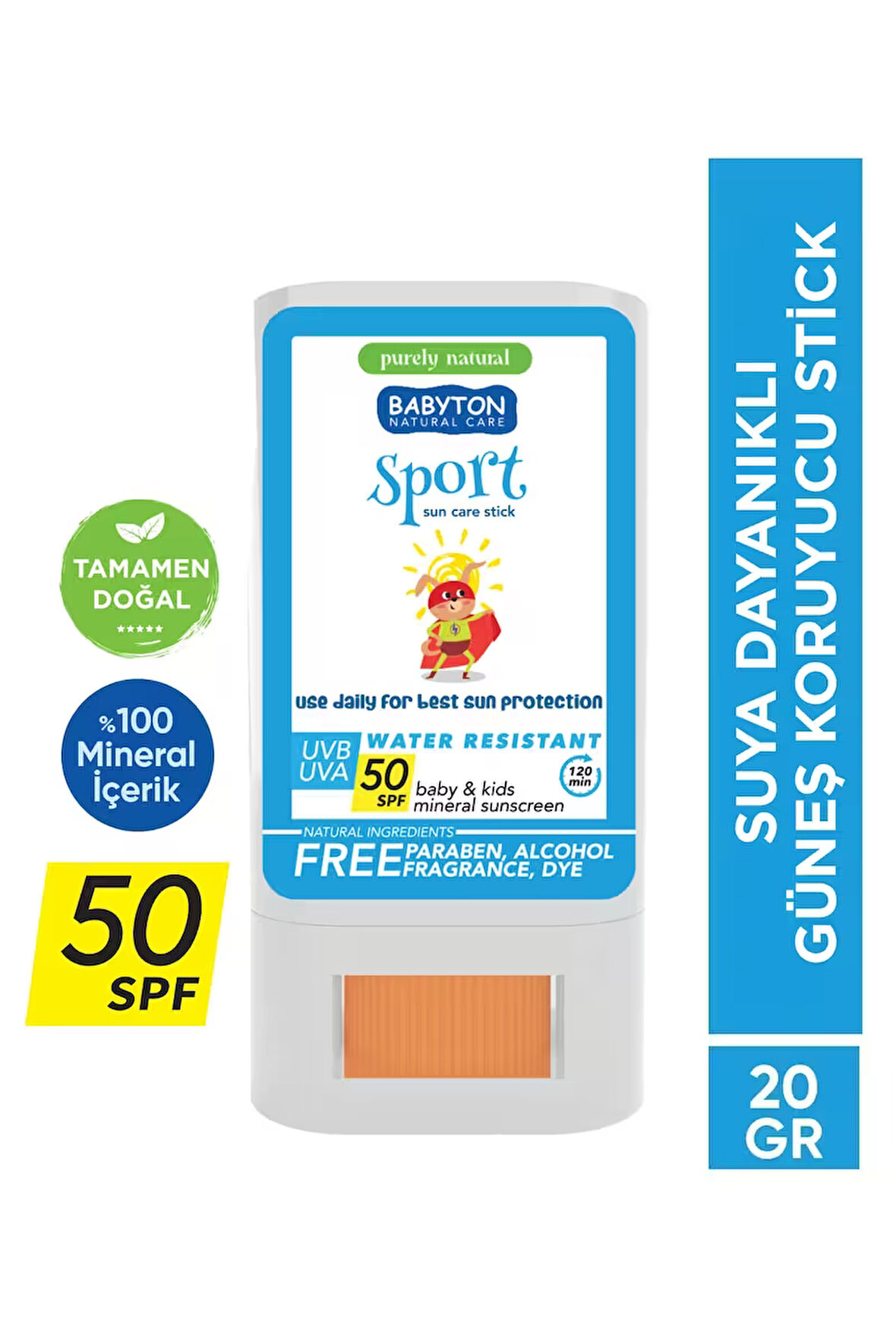 Babyton Suya Dayanıklı Doğal Güneş Stick SPF 50 20 gr
