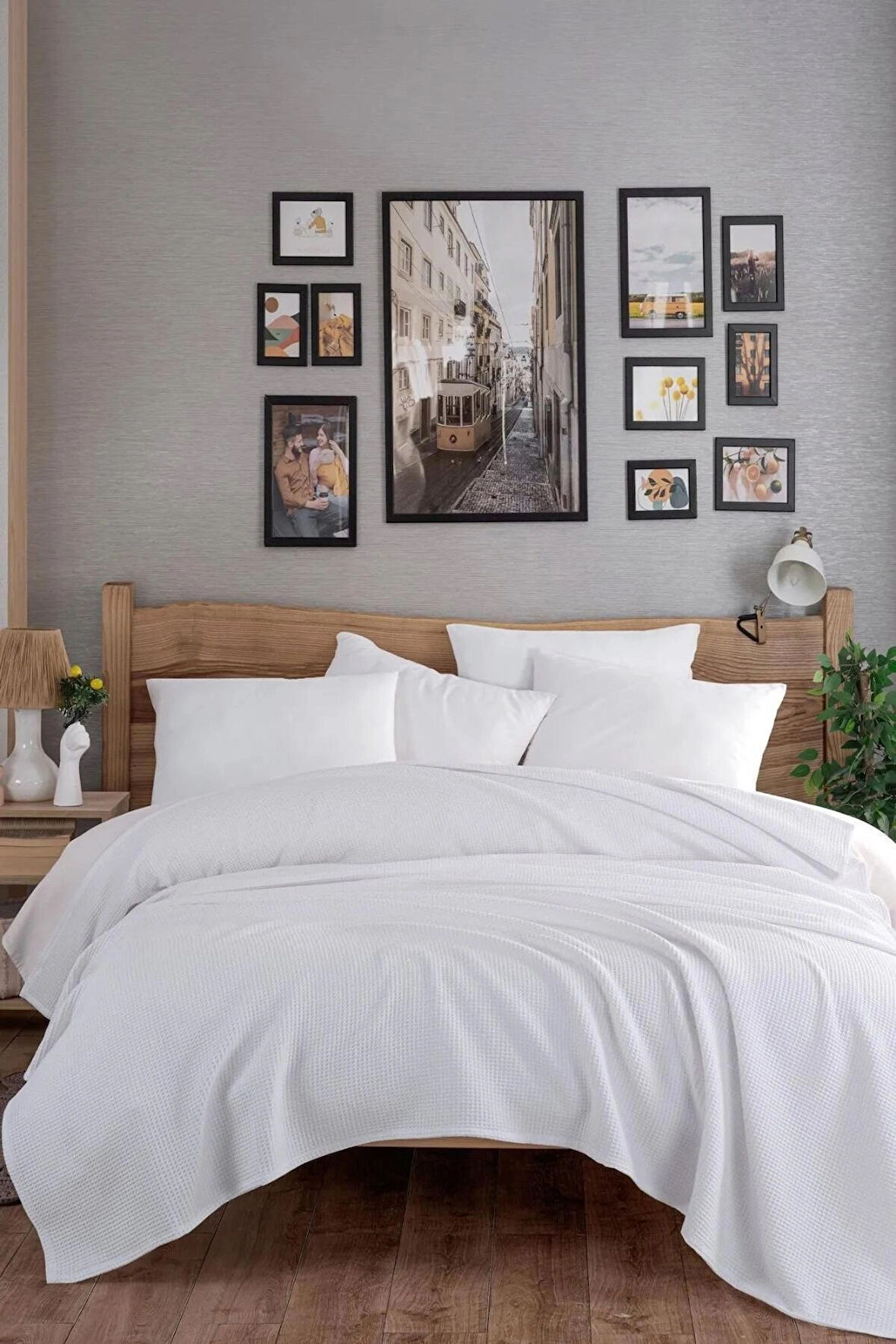 Ecocel Pike Örtü Çift Kişilik 200x230cm Karde Beyaz  