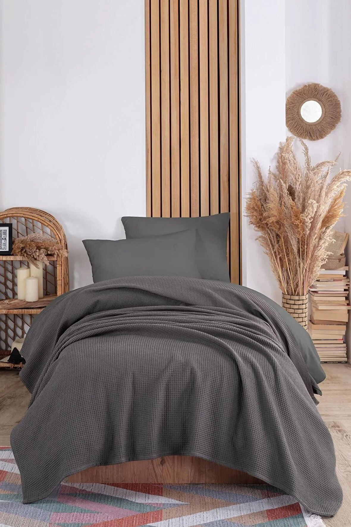 Ecocel Pike Örtü Tek Kişilik 160x230cm Karde Antrasit