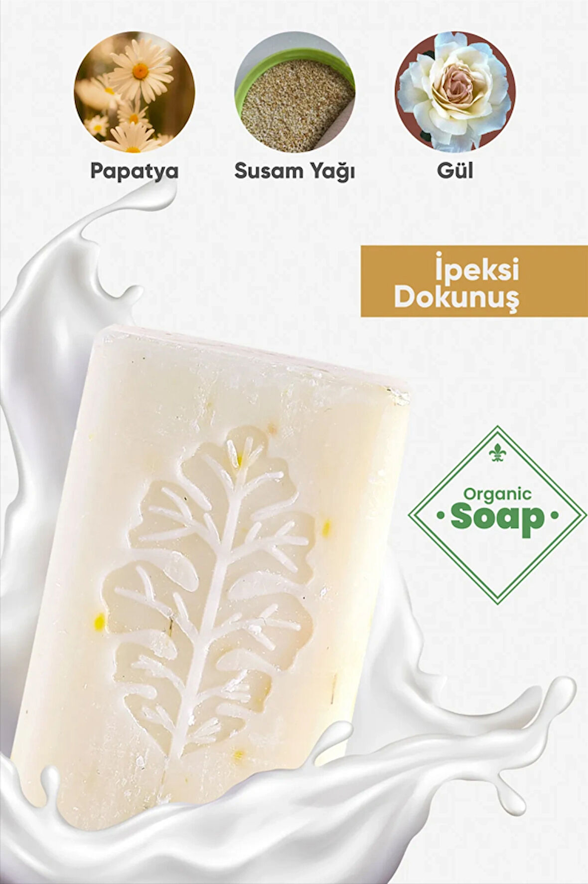 Gül Susam Papatya Sabunu Natural Saç ve Cilt Bakım Nemlendirici 100g.