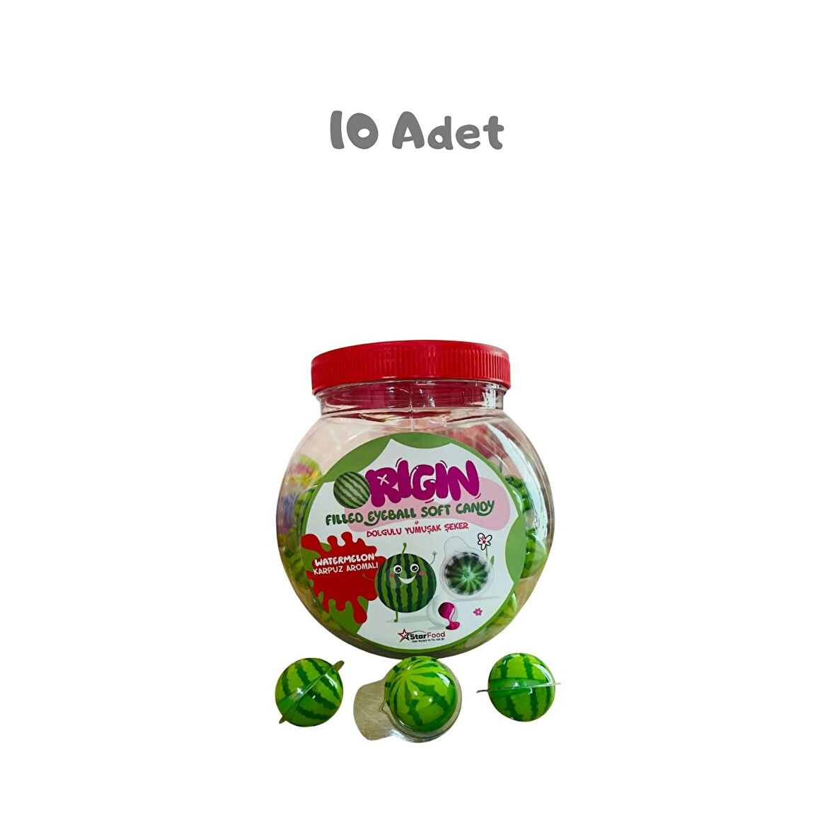 Orijin Jelly Asetat Dolgulu Karpuz Aromalı Yumuşak Şeker 12,5g 10 Adet