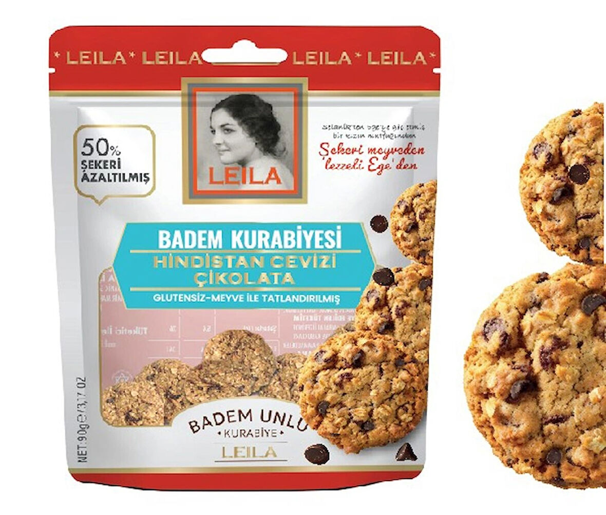 Leila Hindistan Cevizi & Çikolata Bademli Kurabiye 90 Gr 