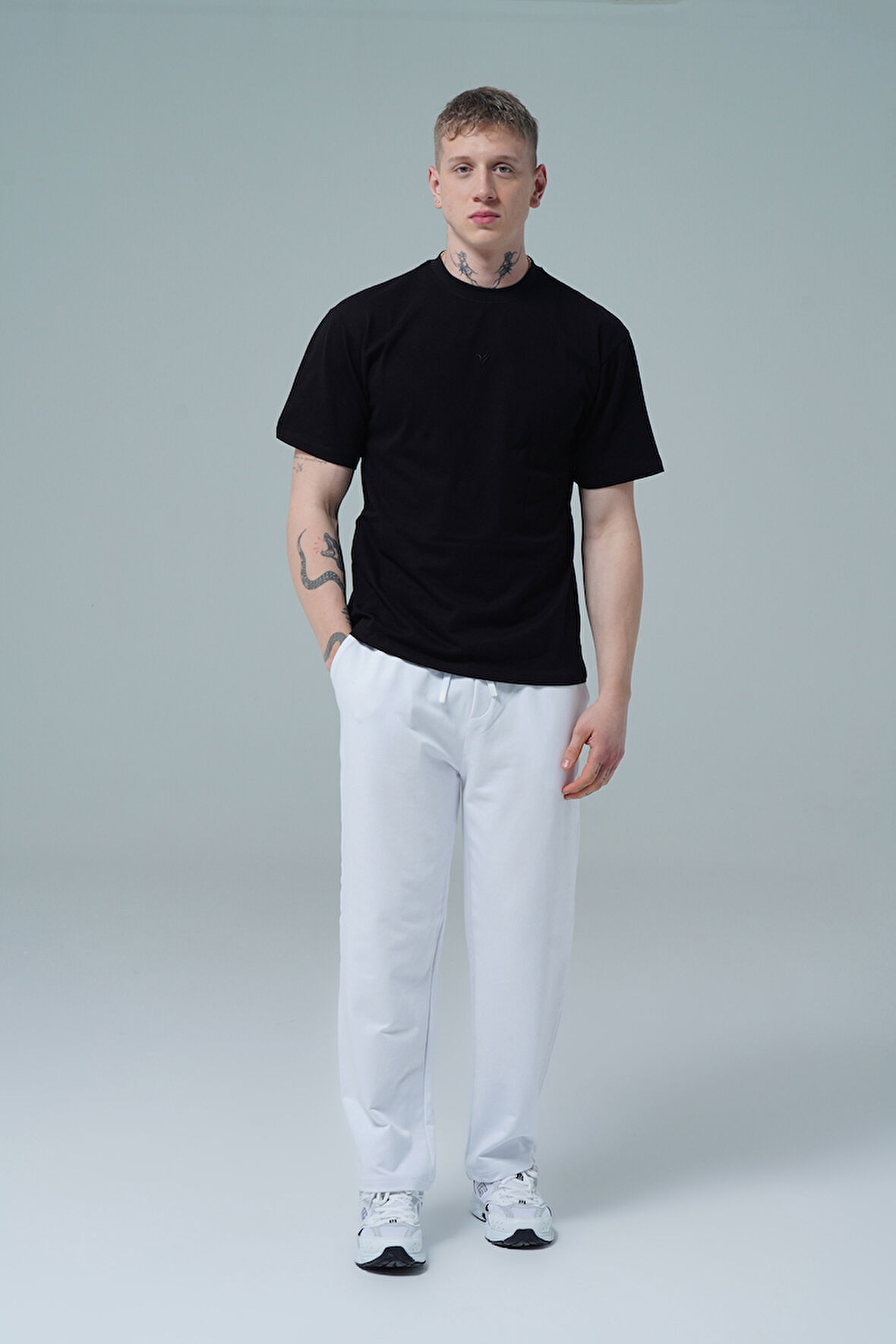 George Phoenix Daily Core - Beyaz Rahat Kesim Erkek Boru Paça Eşofman Altı