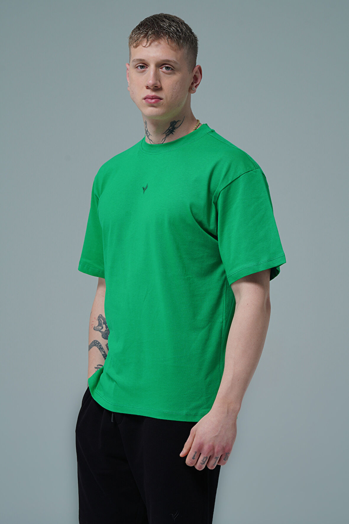 George Phoenix Pure Comfort - Yeşil Rahat Kesim %100 Pamuklu Basic Erkek Tişörtü