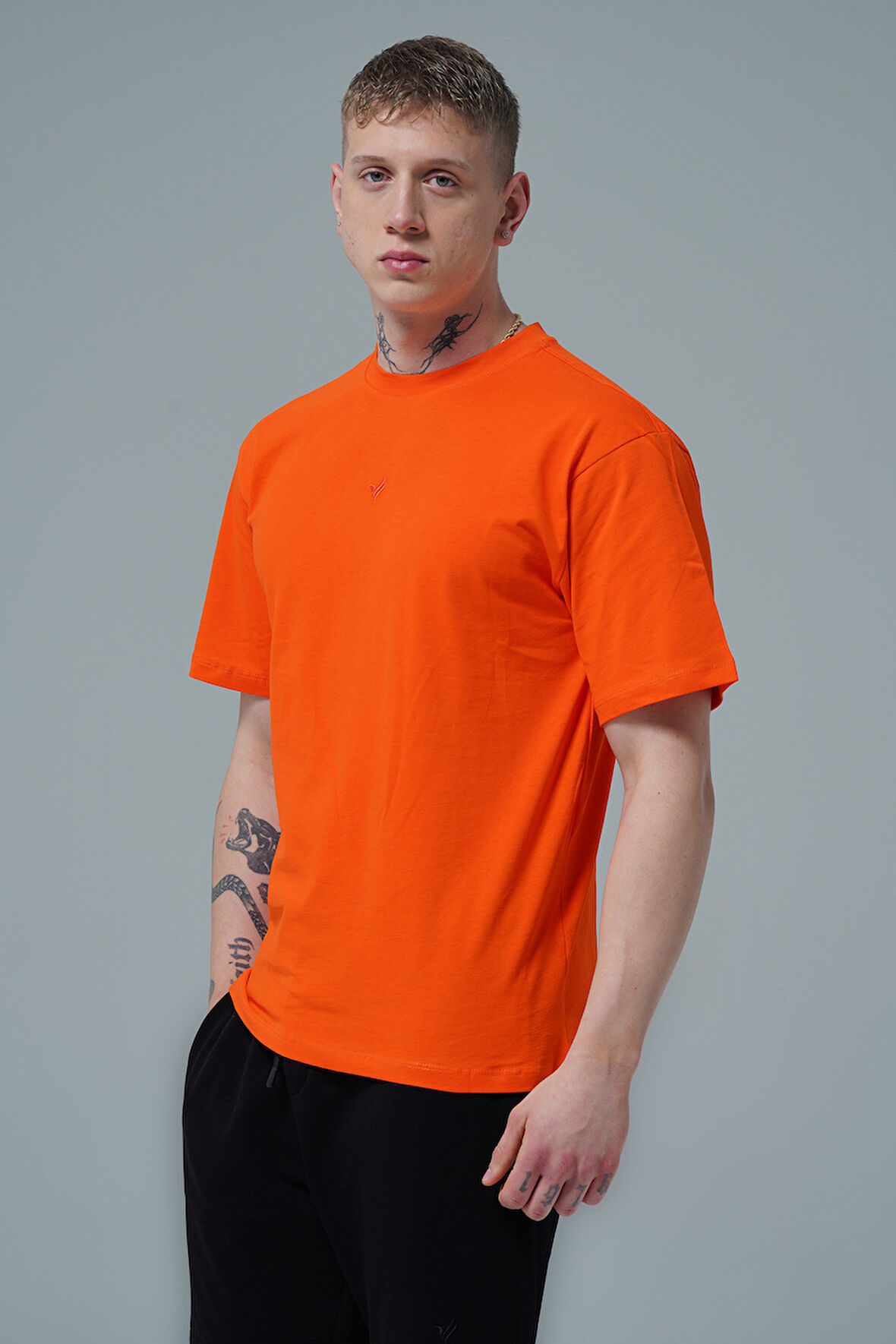George Phoenix Pure Comfort - Turuncu Rahat Kesim %100 Basic Pamuklu Erkek Tişörtü