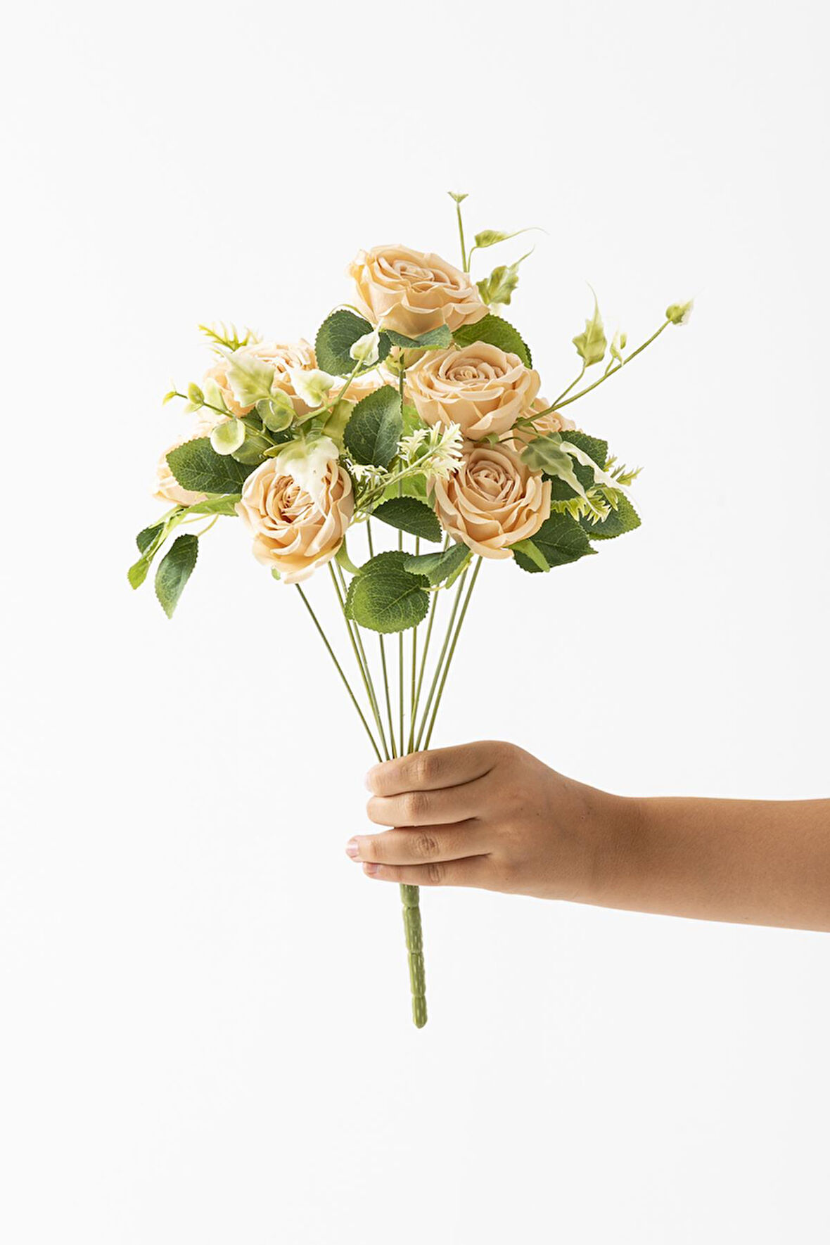 Yapay Aranjmanlı Gül Demeti 9 Dallı Somon