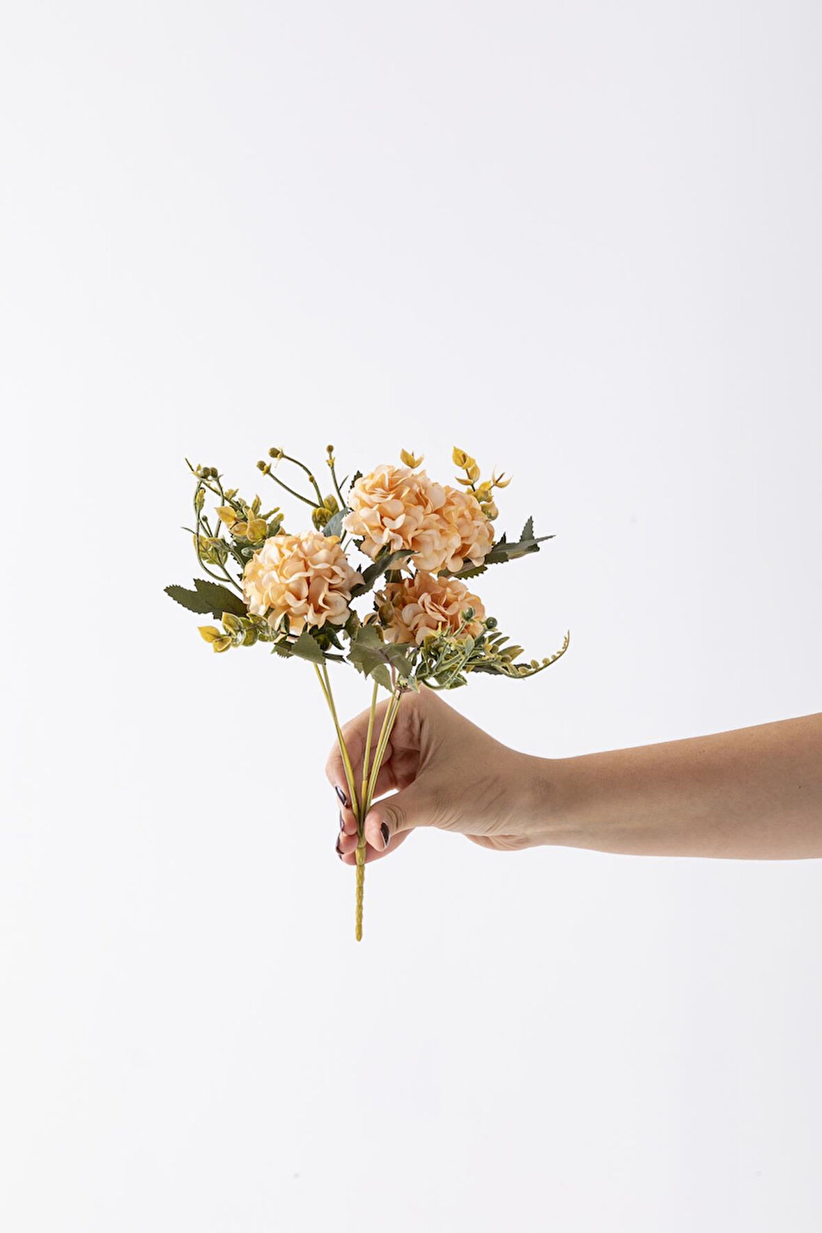 Yapay Ortanca Çiçeği 30 Cm 5 Dal Yavruağzı