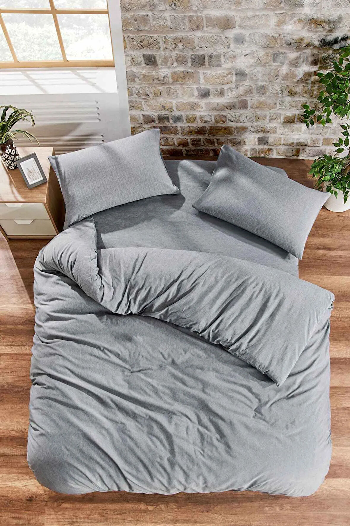 Antrasit Çift Kişilik Nevresim Takımı 200x220 Cm