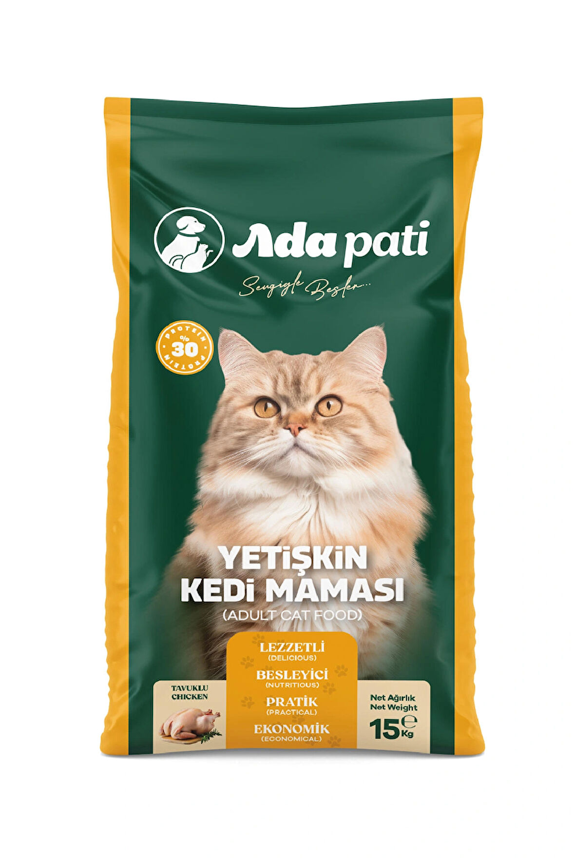 Ada Pati Yetişkin Kedi Maması 15 Kg, Tavuklu Mama