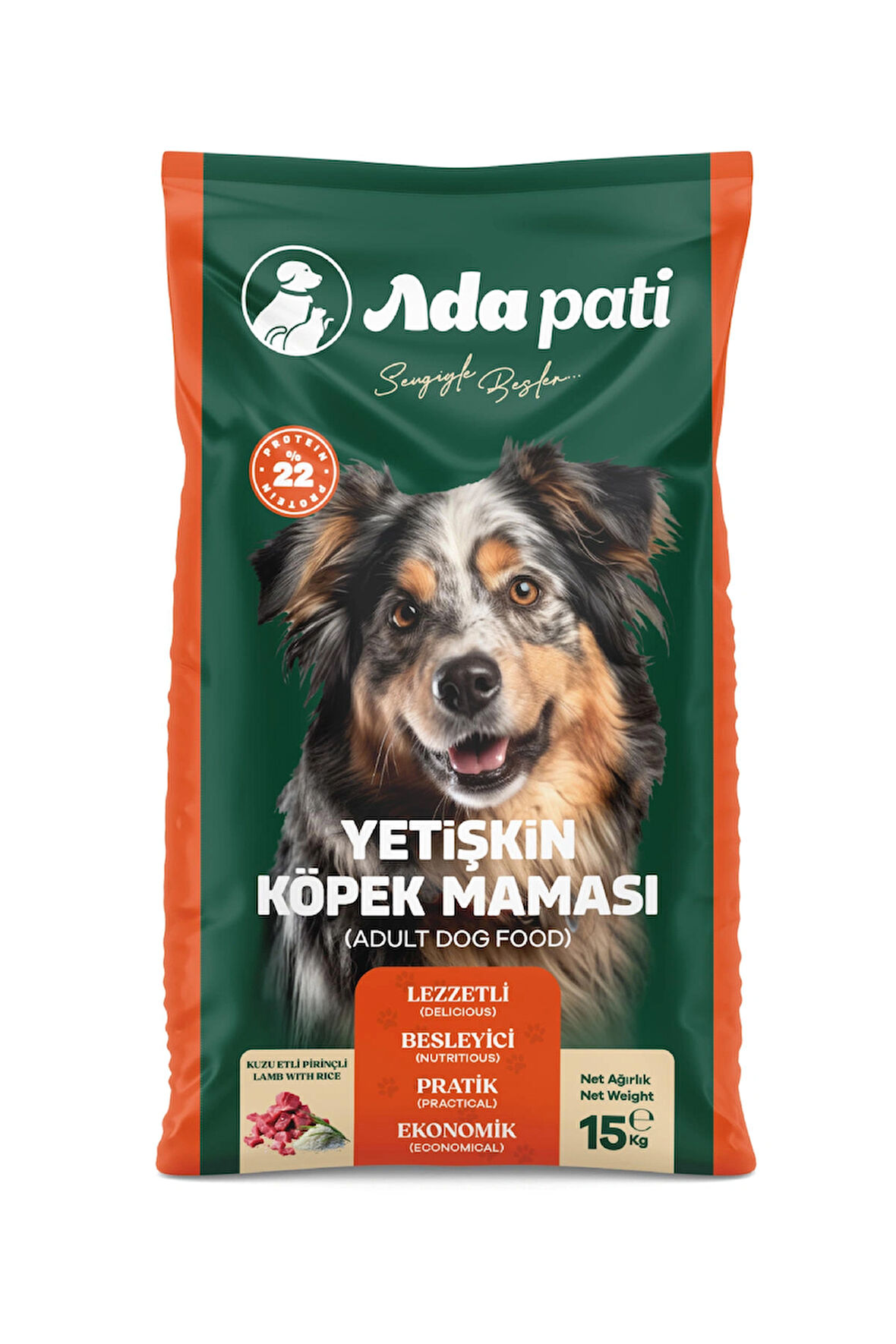 Ada Pati Yetişkin Köpek Maması 15 Kg, Kuzu Etli Pirinçli Mama