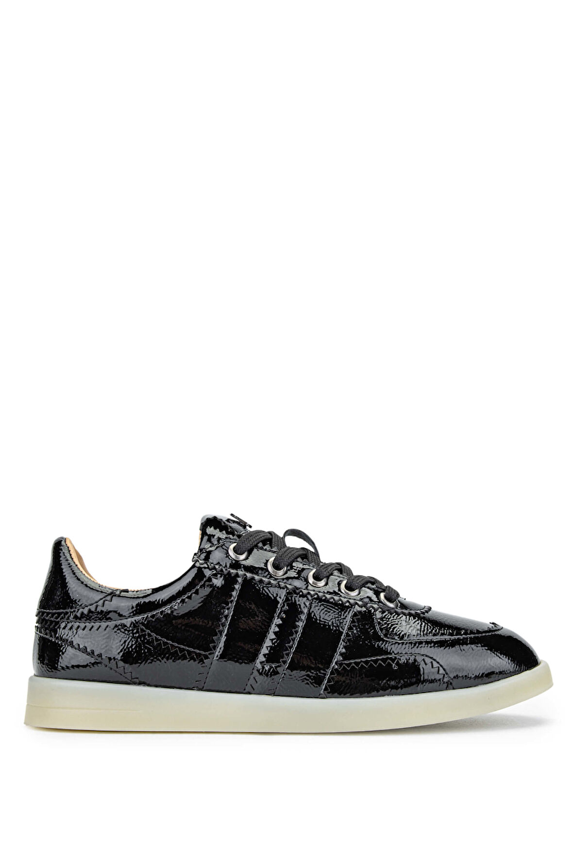 Tamer Tanca Kadın Hakiki Deri Siyah Rugan Sneakers & Spor Ayakkabı 1037 001-13 BN AYK Y24 SIYAH RGN