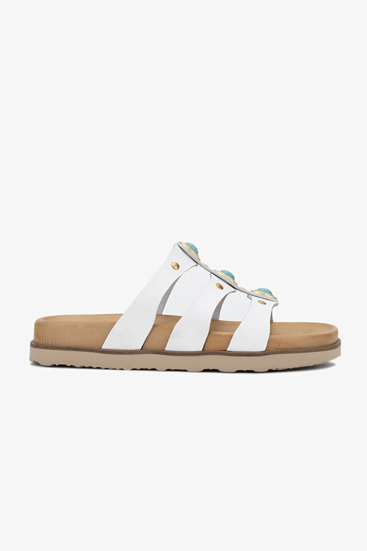 Valmenti Luna Kadın Beyaz Hakiki Deri Terlik 985 24-6407 BN TRLK Y24