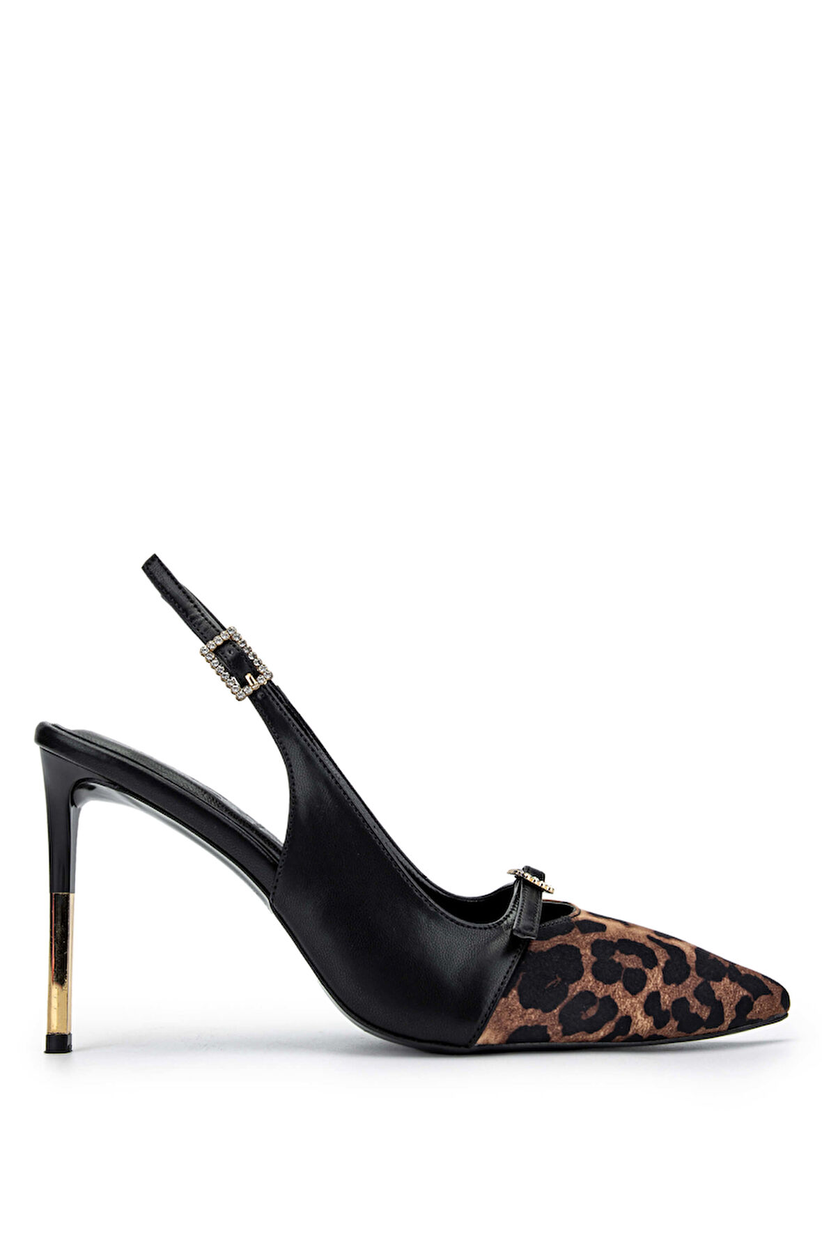 Tamer Tanca Kadın Vegan Siyah/Leopar Stiletto 1007 9028 BN SNDLT Y24 SIYAH/LEOPAR