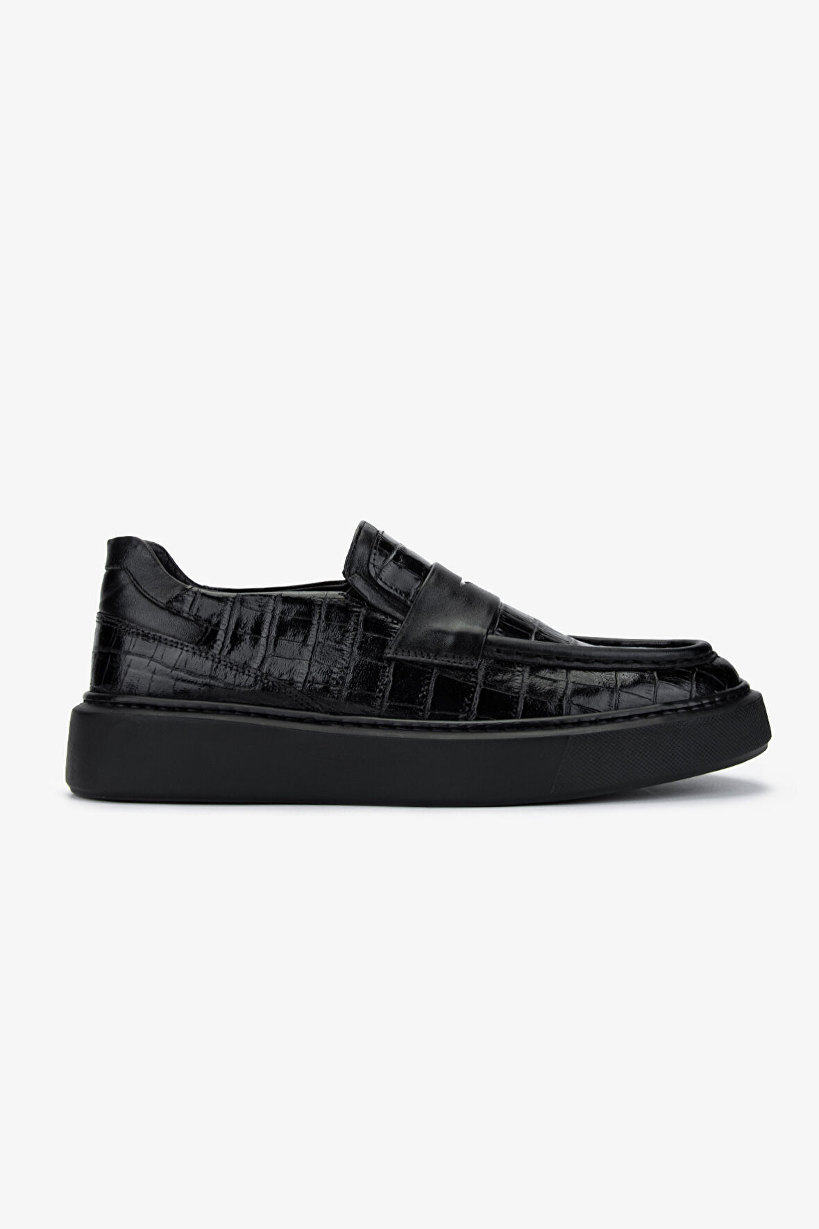 Valmenti Erkek Hakiki Deri Siyah Kroko Loafer Ayakkabı 537 3468 ERK AYK SK24-25 SIYAH KROKO