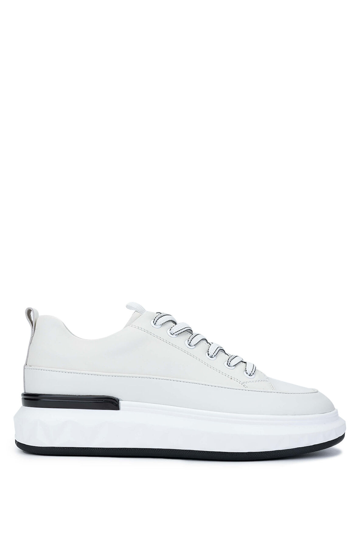 Tamer Tanca Erkek Hakiki Deri Beyaz Casual Ayakkabı 381 20565 ERK AYK SK24-25 BEYAZ DR/MET