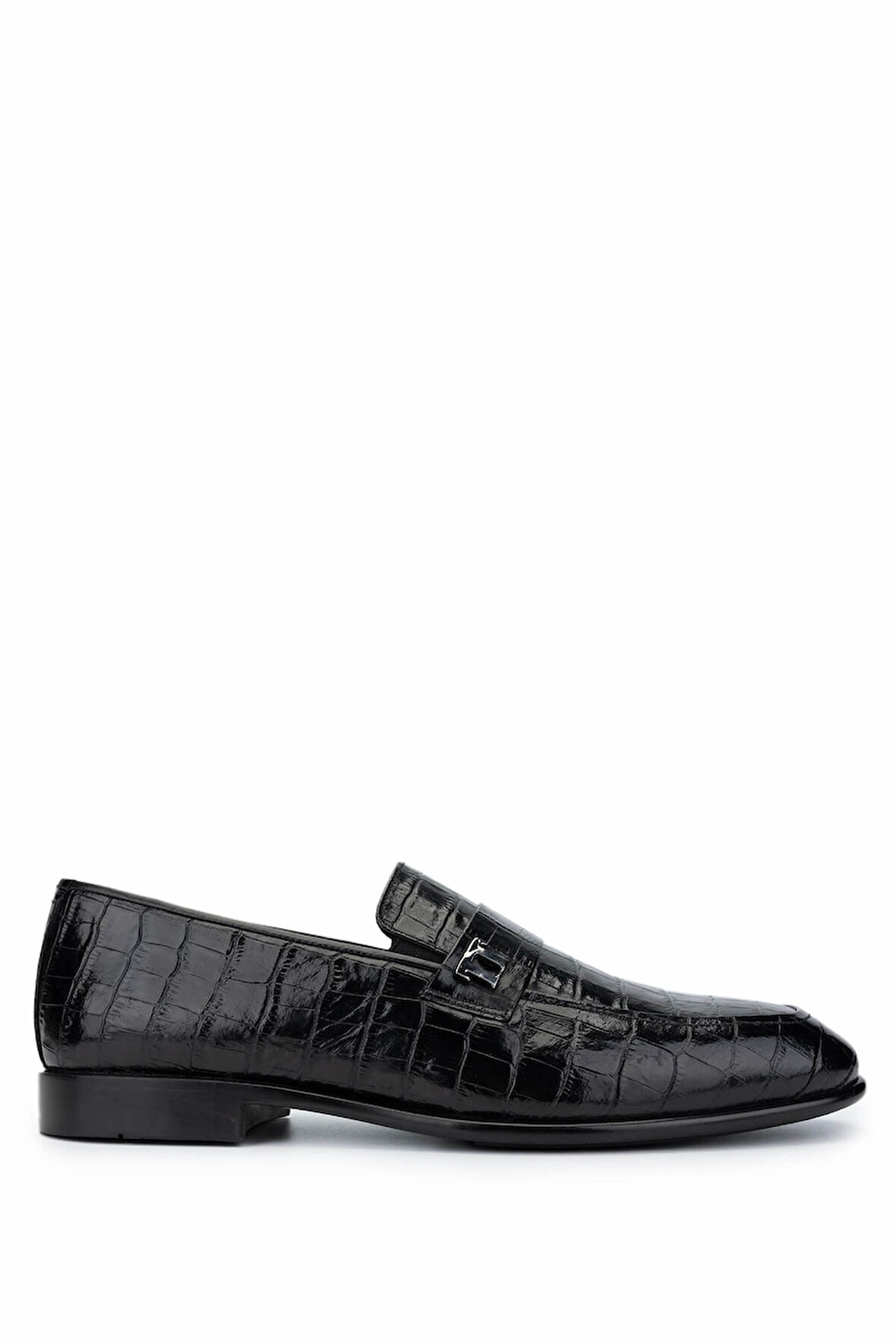 Tamer Tanca Erkek Hakiki Deri Siyah Kroko Loafer Ayakkabı 01 2229 ERK AYK SK24-25 SIYAH KROKO
