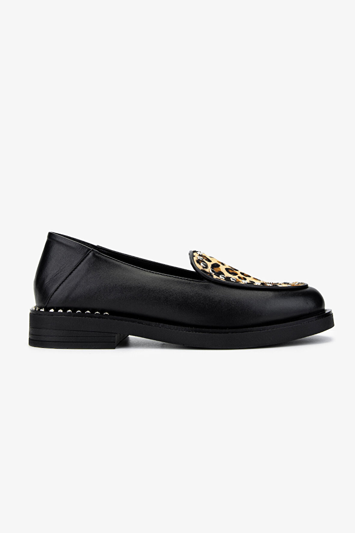 Valmenti Kadın Hakiki Deri Loafer Ayakkabı 1029 01 BN AYK SK24-25 SYH ANL/LEOPAR TAY