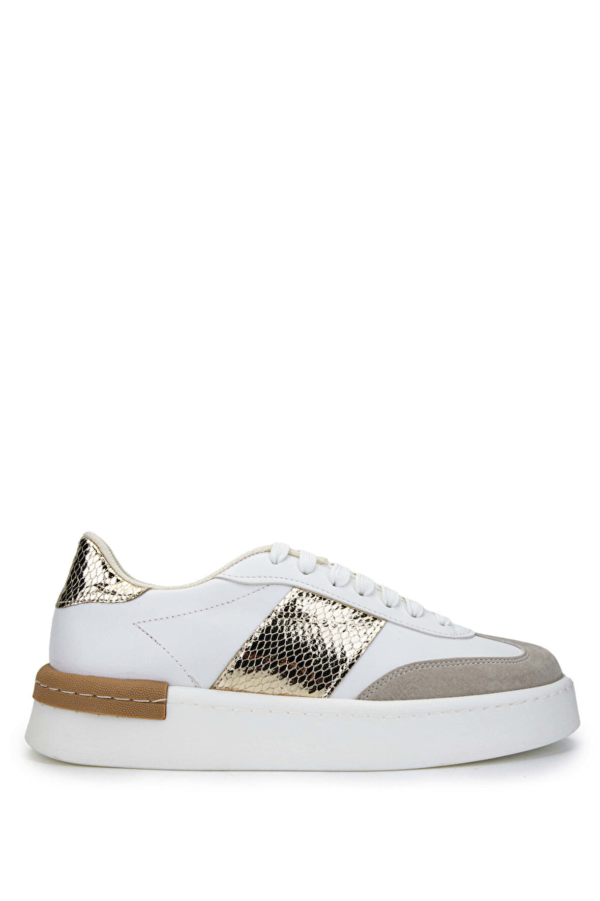 Tamer Tanca Kadın Hakiki Deri Beyaz Sneakers & Spor Ayakkabı 817 088 BN AYK SK24-25 BYZ CILT/BYZ SUET