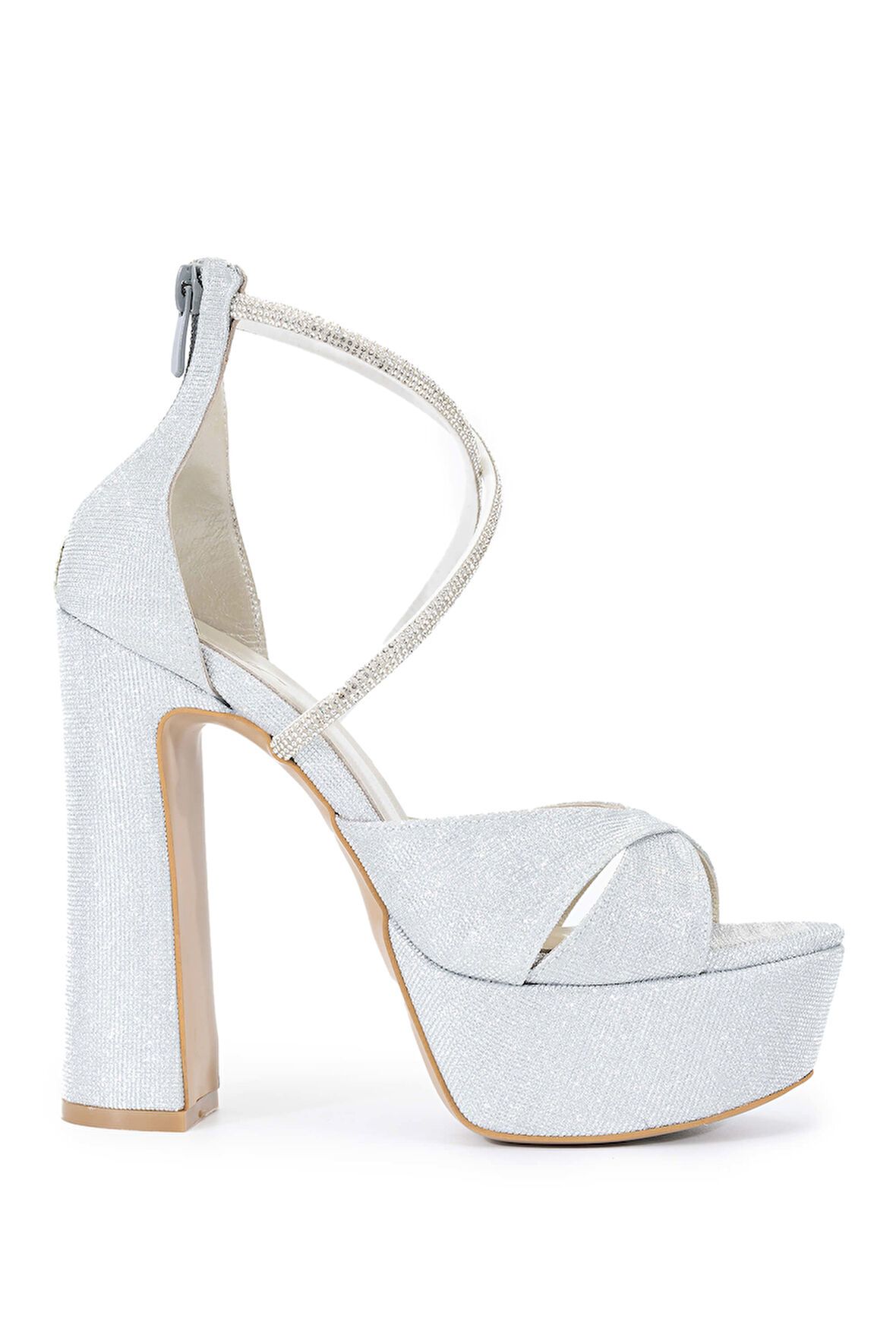 Tamer Tanca Kadın Hakiki Deri Gri Topuklu Ayakkabı 1065 223-551 BN AYK SK24-25 GUMUS GLTTR