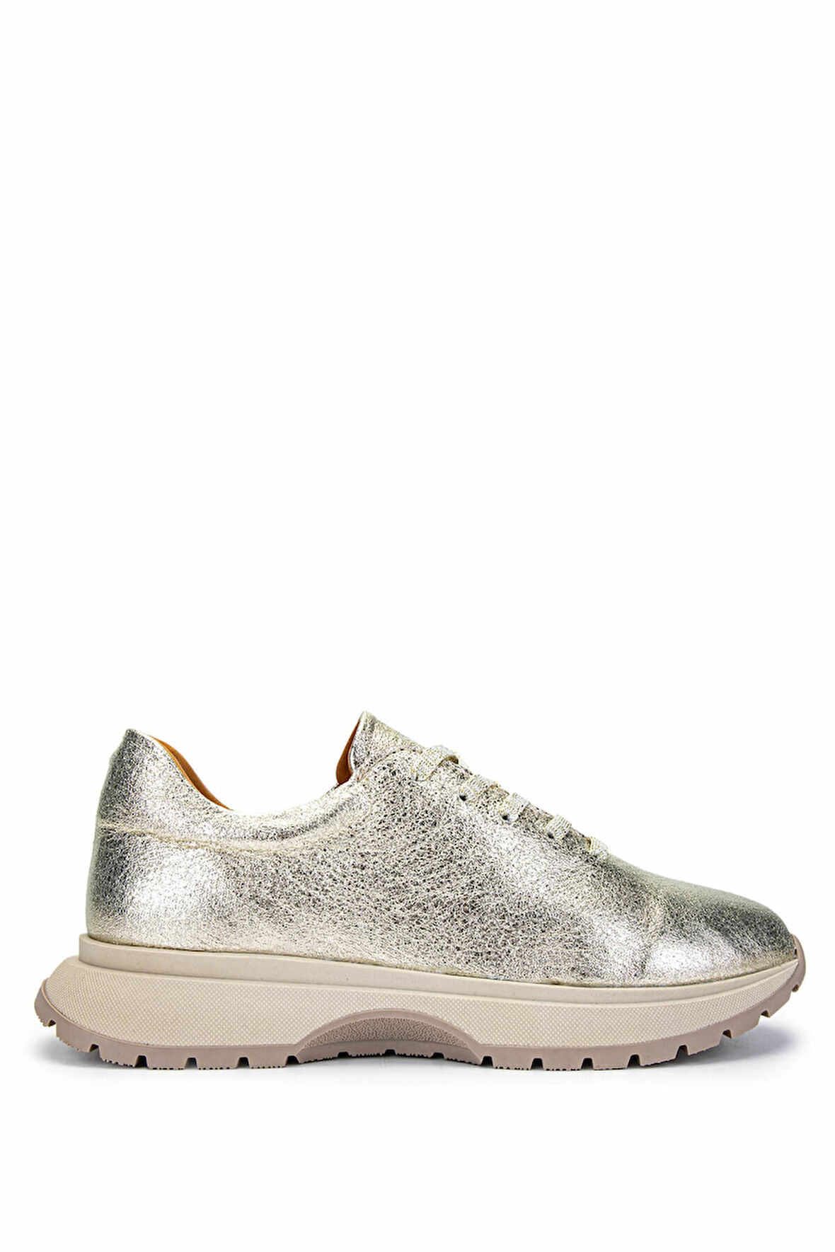 Tamer Tanca Kadın Hakiki Deri Altın Rugan Sneakers & Spor Ayakkabı 1071 I900 BN AYK SK24-25 ALTIN KRSK RGN