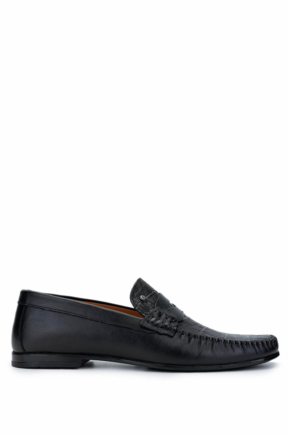 Tamer Tanca Erkek Hakiki Deri Siyah Kroko Loafer Ayakkabı 478 B1100 ERK AYK SK24-25 SIYAH KROKO