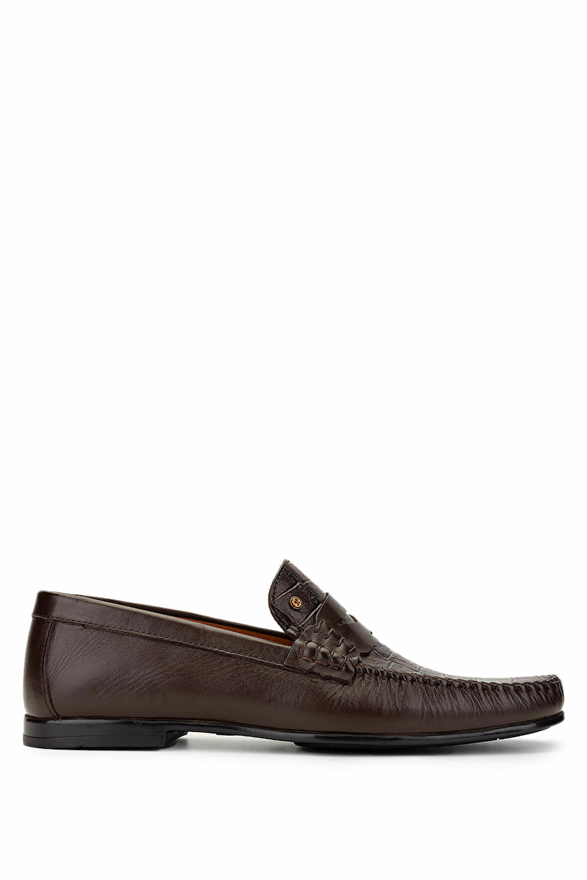 Tamer Tanca Erkek Hakiki Deri Kahverengi Kroko Loafer Ayakkabı 478 B1100 ERK AYK SK24-25 KAHVE KROKO