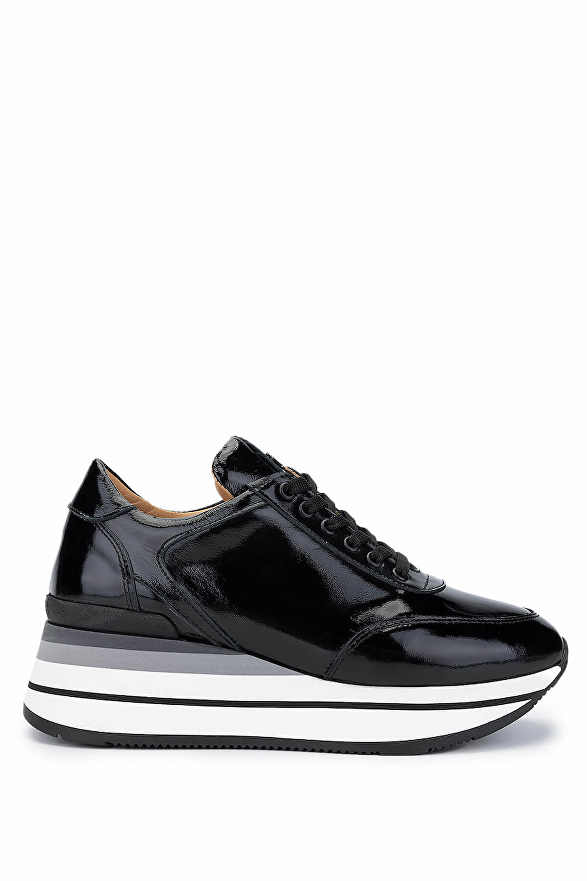 Tamer Tanca Kadın Hakiki Deri Siyah Rugan Sneakers & Spor Ayakkabı 923 1200 BN AYK Y25 SIYAH RGN