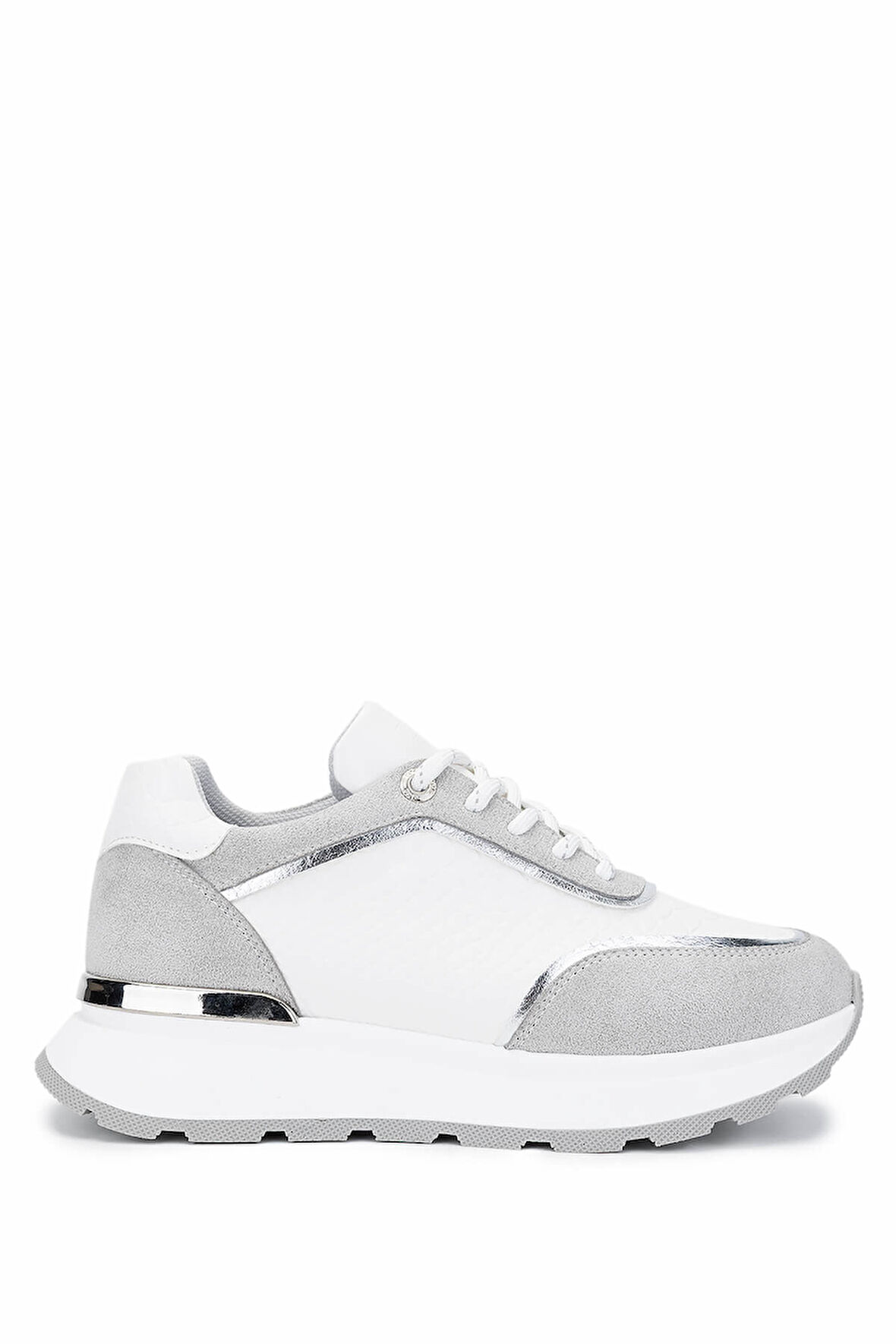 Tamer Tanca Kadın Vegan Beyaz Sneakers & Spor Ayakkabı 936 81185 BN AYK Y25 BYZ KROKO/LAME