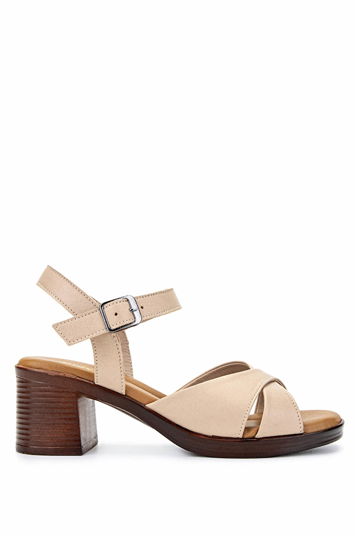 Tamer Tanca Kadın Hakiki Deri Bej Topuklu Sandalet 899 25805 BN SNDLT Y25 BEJ DR