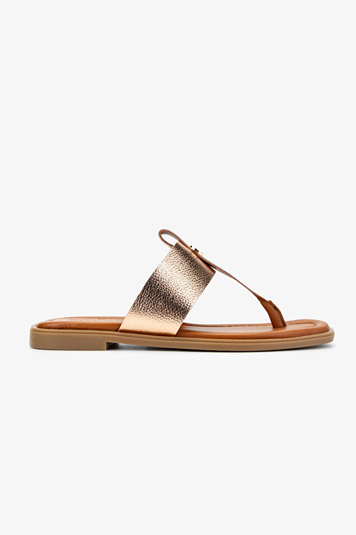 Valmenti Kadın Hakiki Deri Parmak Arası Terlik 878 103 BN TRLK Y25 TABA/GOLD