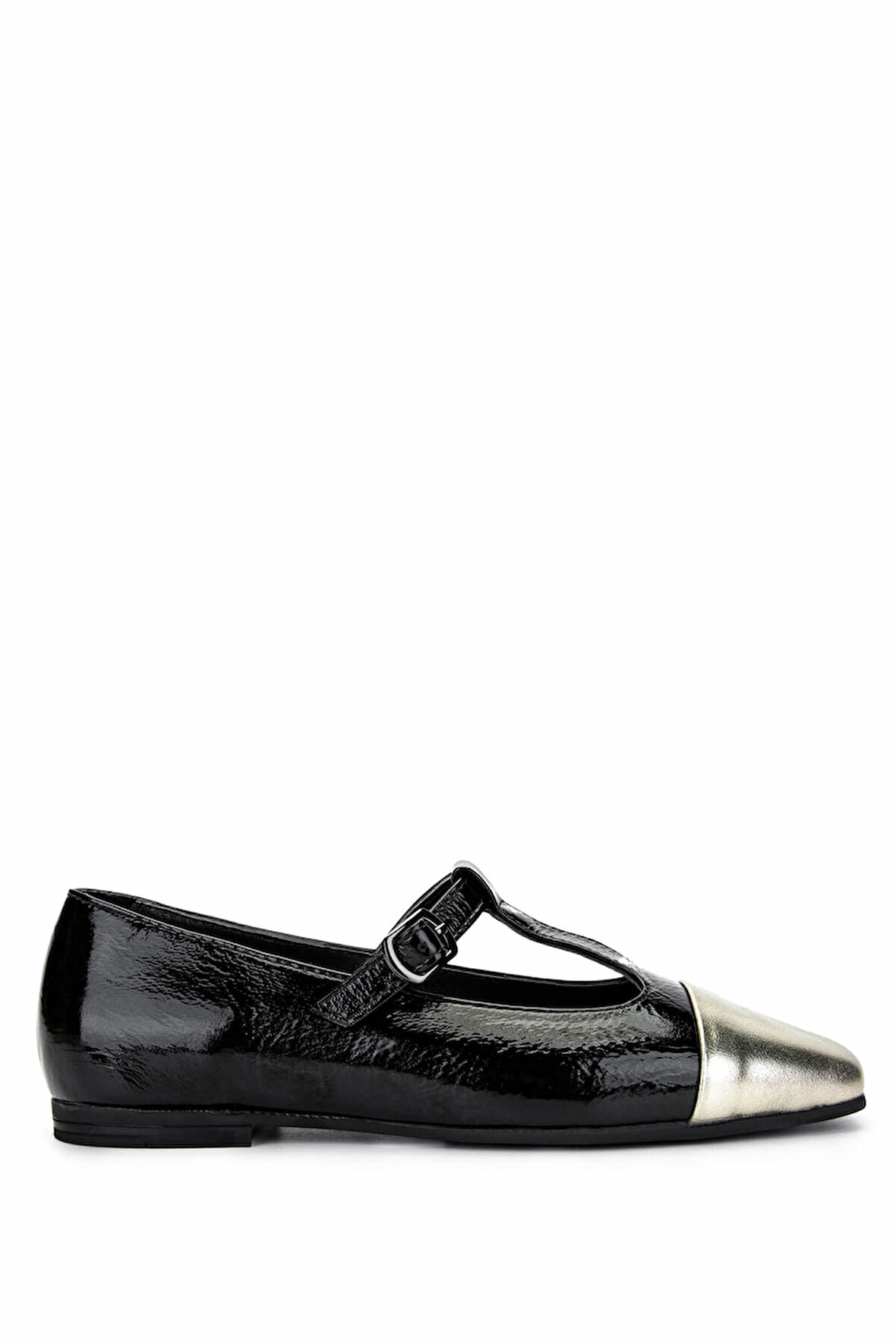 Tamer Tanca Kadın Hakiki Deri Siyah/Dore Babet Ayakkabı 879 3642 BN AYK Y25 SYH RGN/DORE