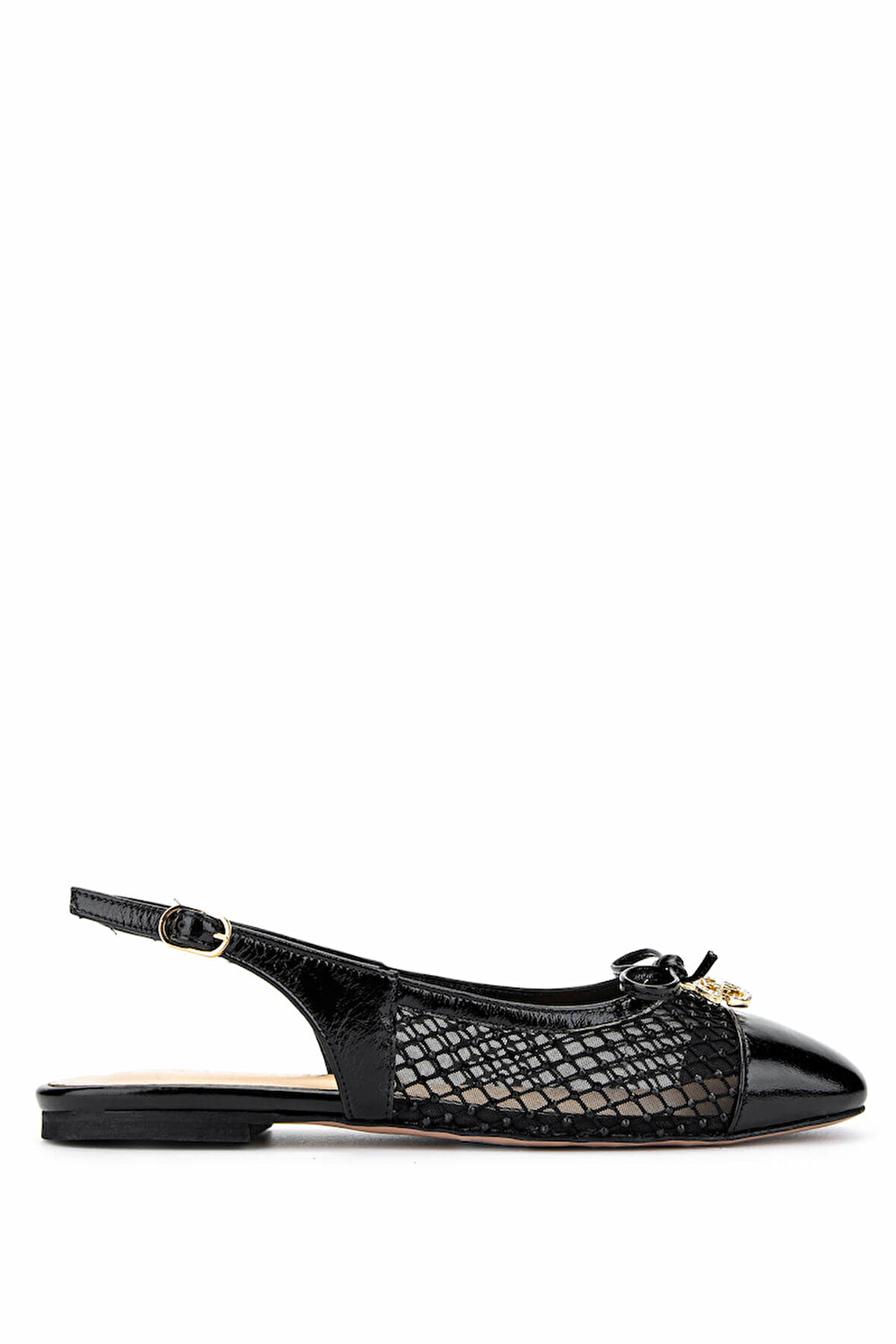 Tamer Tanca Kadın Deri & Tekstil Siyah Rugan Babet Ayakkabı 1036 7449 BN AYK Y25 SIYAH RGN