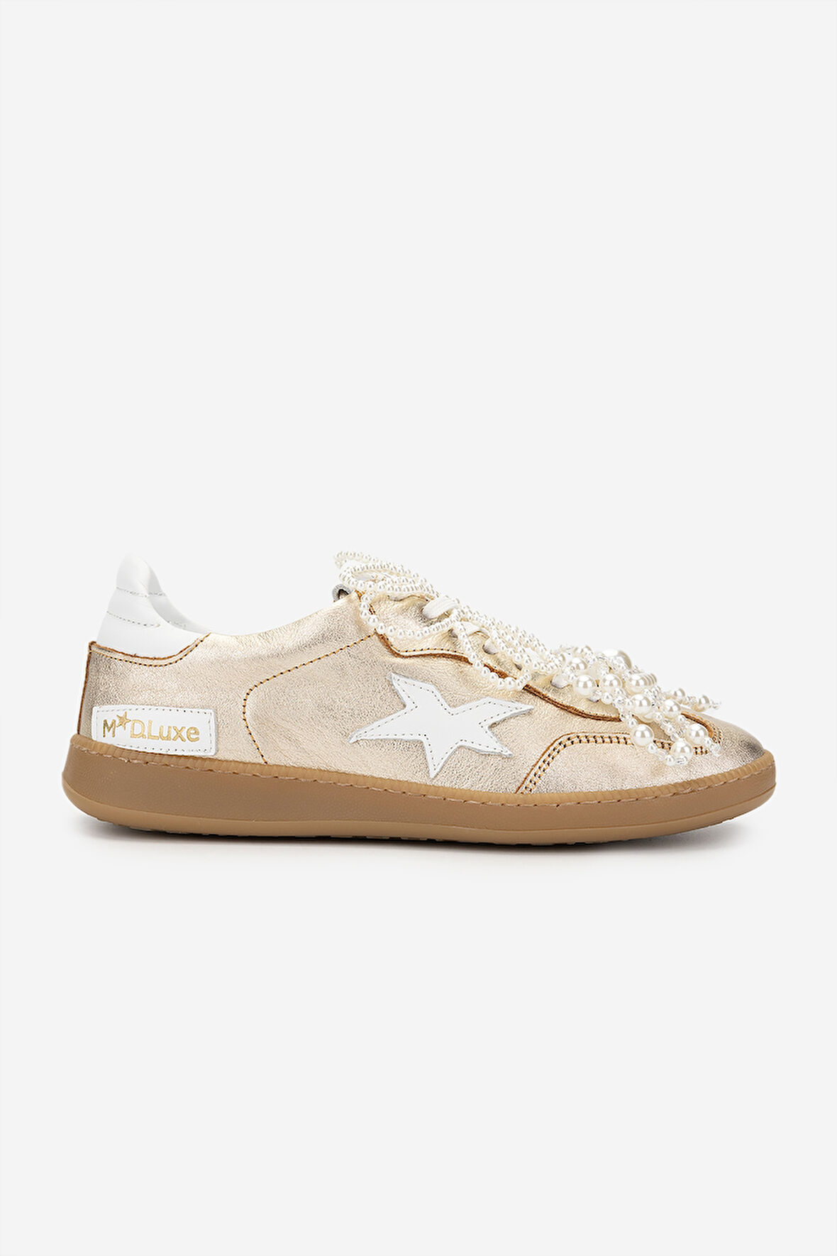 Méliné Kadın Hakiki Deri Sneakers & Spor Ayakkabı 1117 526 ACC-R BN AYK Y25 ORO/BIANCO