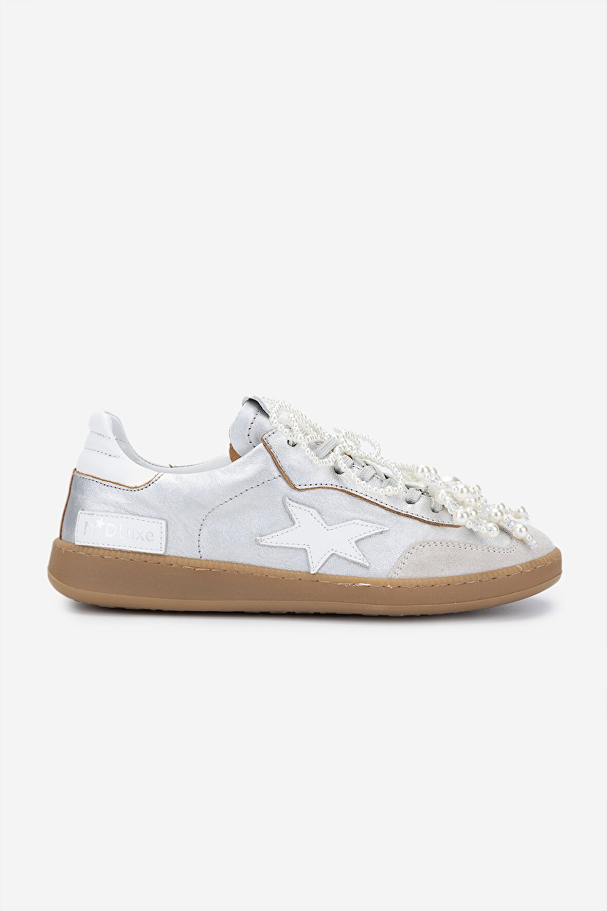 Méliné Kadın Hakiki Deri Sneakers & Spor Ayakkabı 1117 526 ACC-R BN AYK Y25 ARGENTO/BIANCO