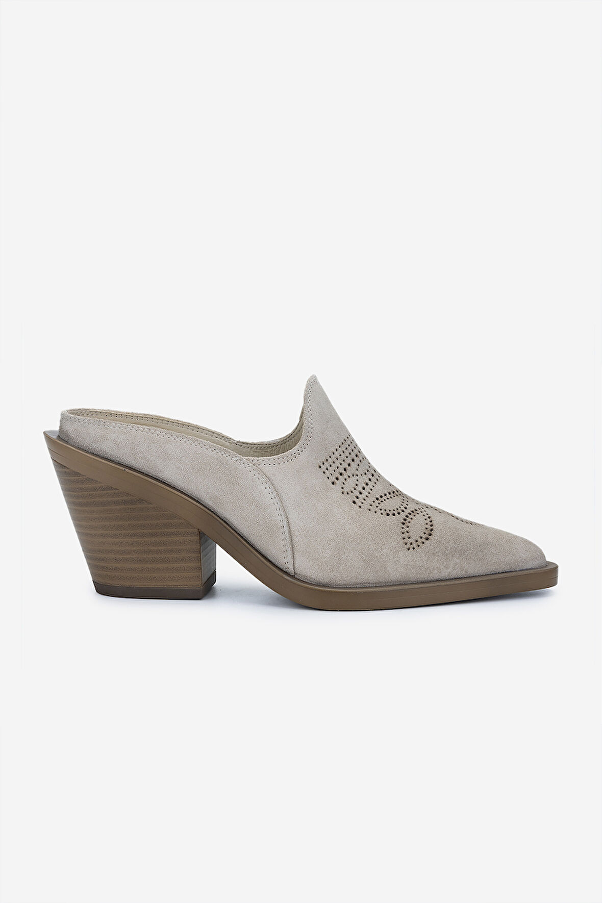 Valmenti Kadın Hakiki Deri Topuklu Terlik 1072 9764 BN AYK Y25 A.BEJ SUET