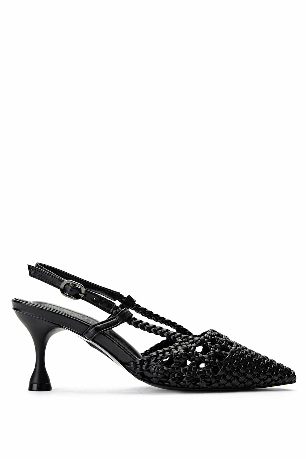 Tamer Tanca Kadın Suni Deri Siyah Topuklu Ayakkabı 932 3911 BN AYK Y25 NATUREL/SIYAH