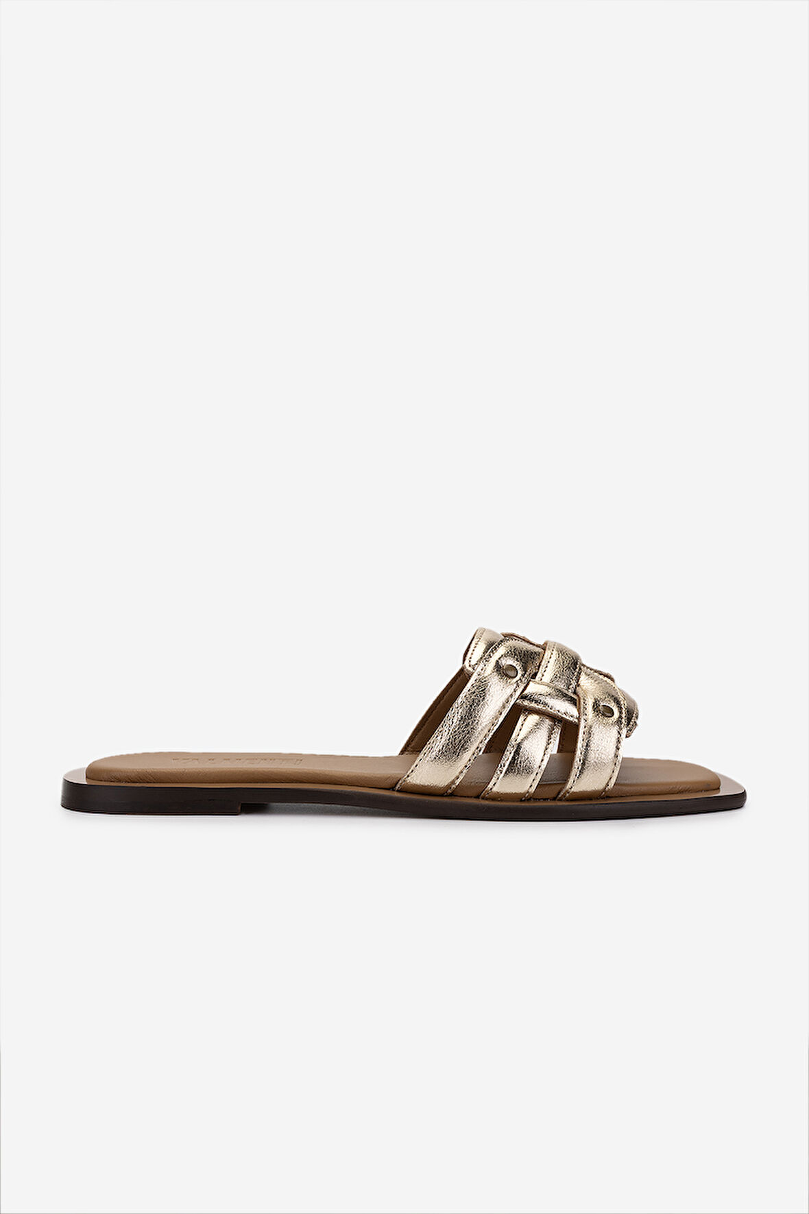 Valmenti Kadın Hakiki Deri Dore Düz Terlik 1112 110-14 BN TRLK Y25 DORE