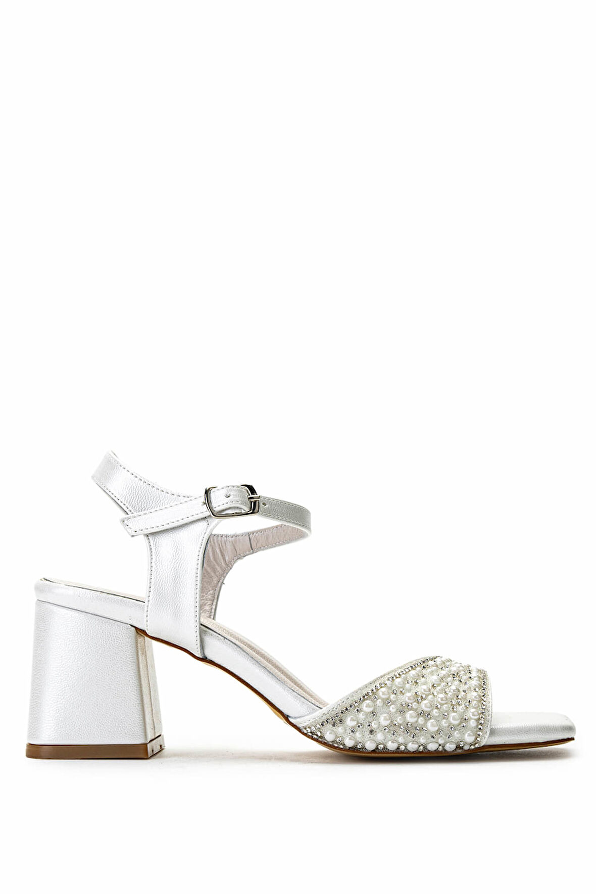 Tamer Tanca Kadın Hakiki Deri Beyaz Sedef Topuklu Ayakkabı 1065 1040 BN AYK Y25 BEYAZ SEDEF