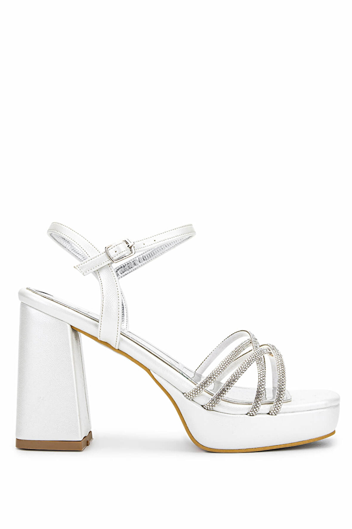 Tamer Tanca Kadın Vegan Beyaz Sedef Topuklu Ayakkabı 1065 10121 BN AYK Y25 BEYAZ SDF TASLI