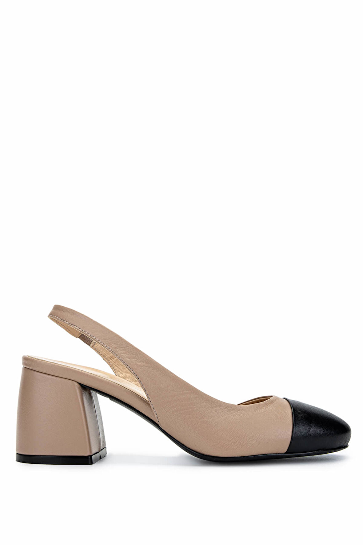 Tamer Tanca Kadın Hakiki Deri Siyah/Vizon Topuklu Ayakkabı 340 199304 BN AYK Y25 SYH DR/VZN DR