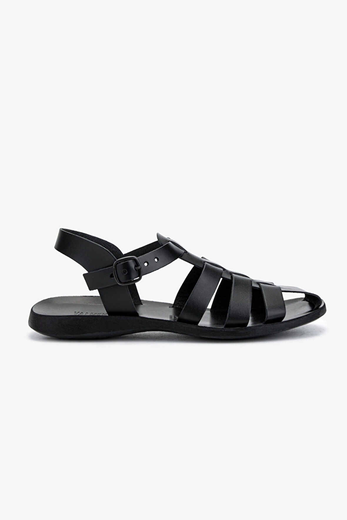 Valmenti Erkek Hakiki Deri Siyah Düz Sandalet 1152 019 ERK SNDLT Y25 NERO